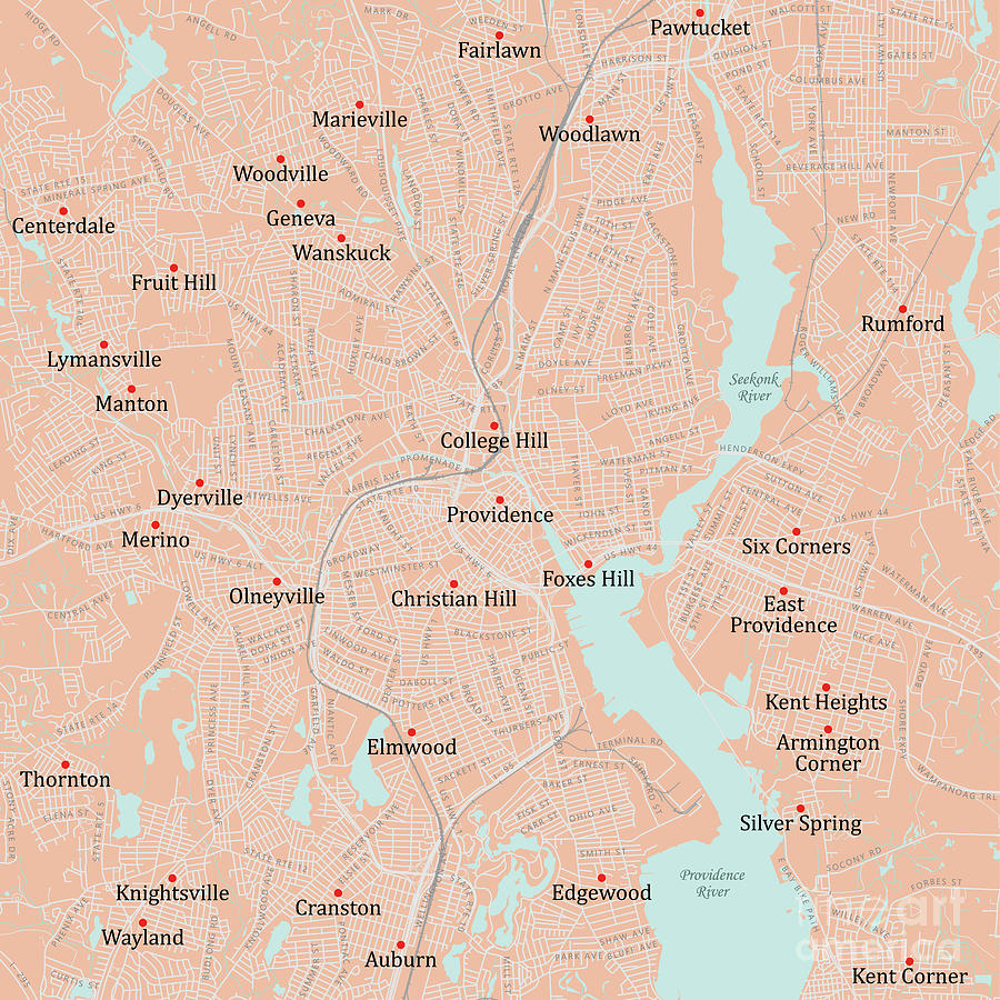 RI Providence Providence Vector Road Map Digital Art by Frank Ramspott