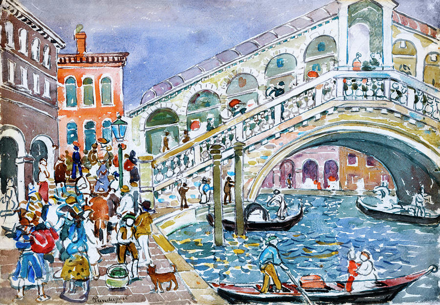 Vintage Painting - Rialto Bridge by Maurice Brazil Prendergast 1912 by Maurice Brazil Prendergast