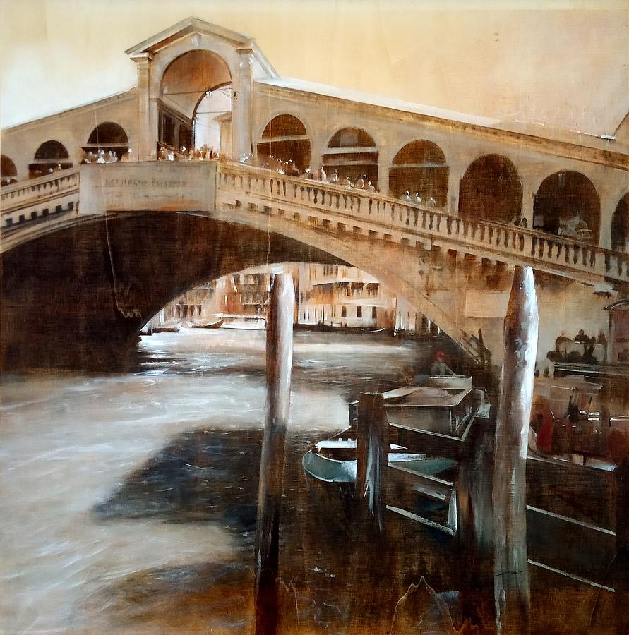 Rialto Bridge - Venice original Italian oil painting Painting by ...