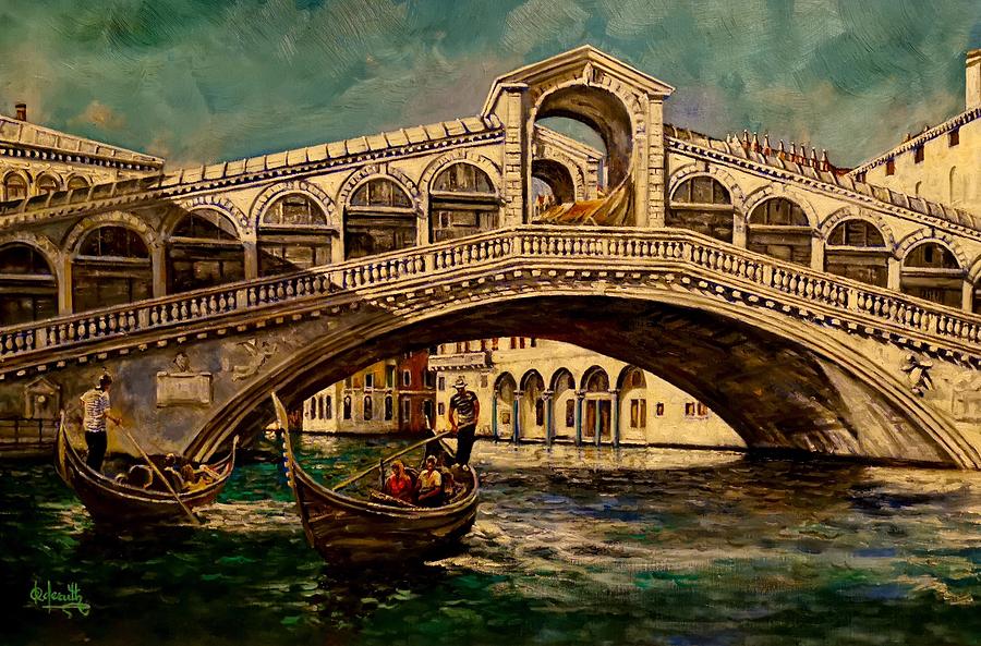 Rialto bridge, Venice Painting by Raouf Oderuth