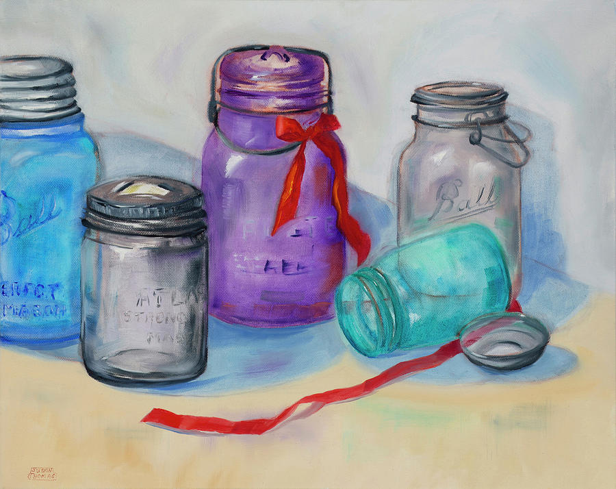 Ribbon Jars Painting by Susan Thomas