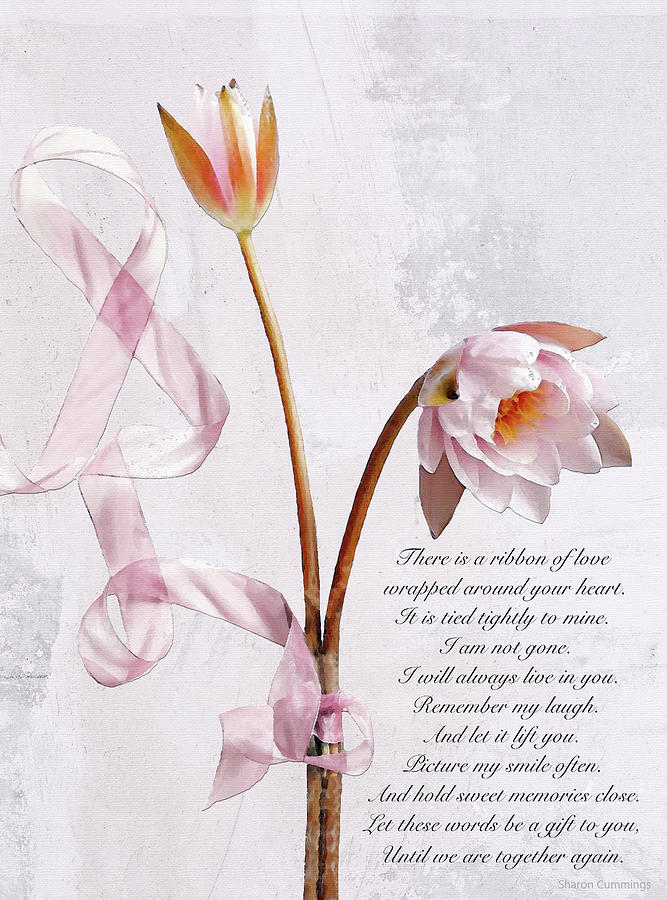 Ribbon Of Love Lotus Flower Healing Grief Art Painting by Sharon Cummings