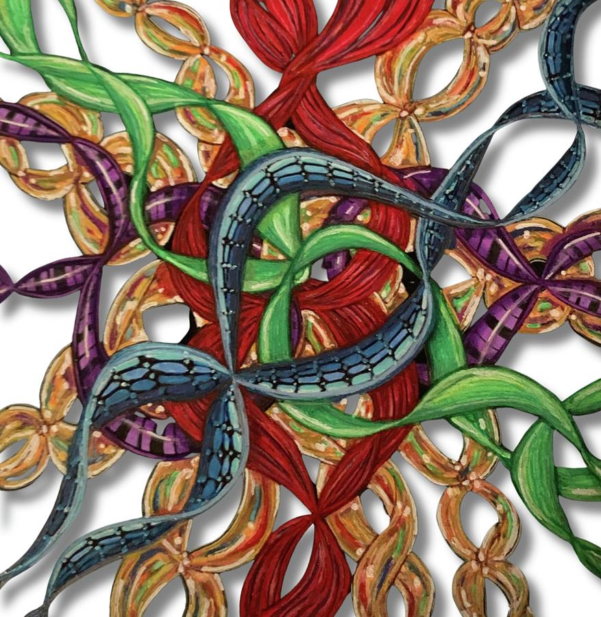 Ribbons and Chains Light Mixed Media by Brenna Woods