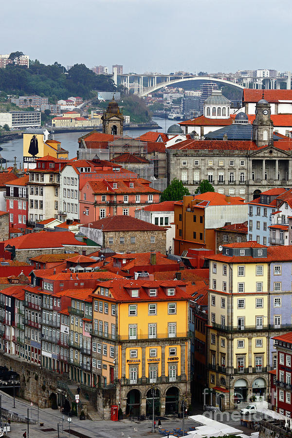Ribeira district and Ponte da Arrabida bridge Porto Portugal Photograph by James Brunker