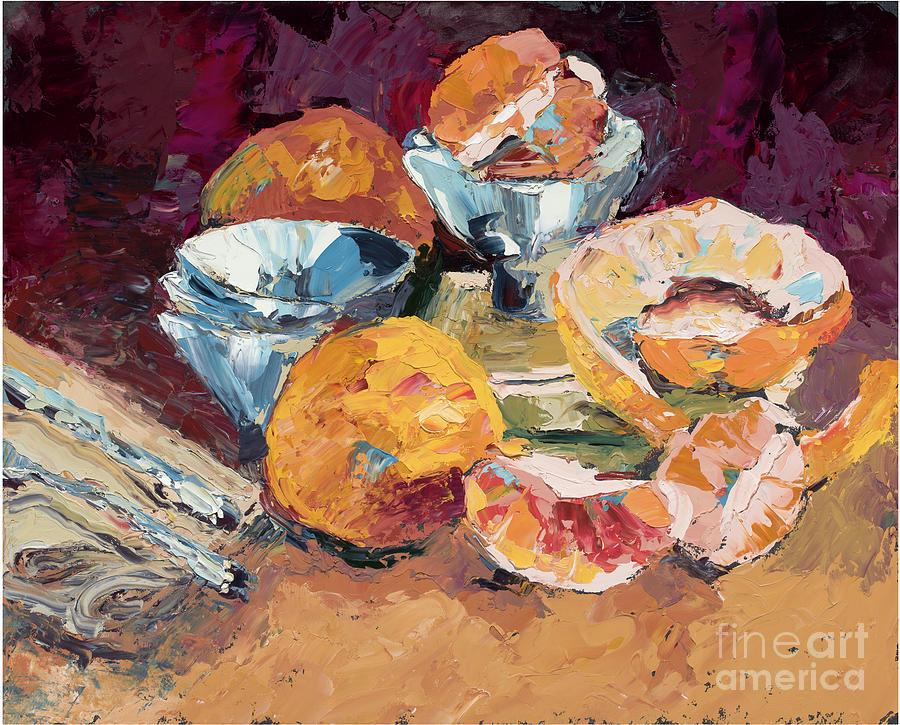 Grapefruit Rice Bowls, 2012 Painting by PJ Kirk