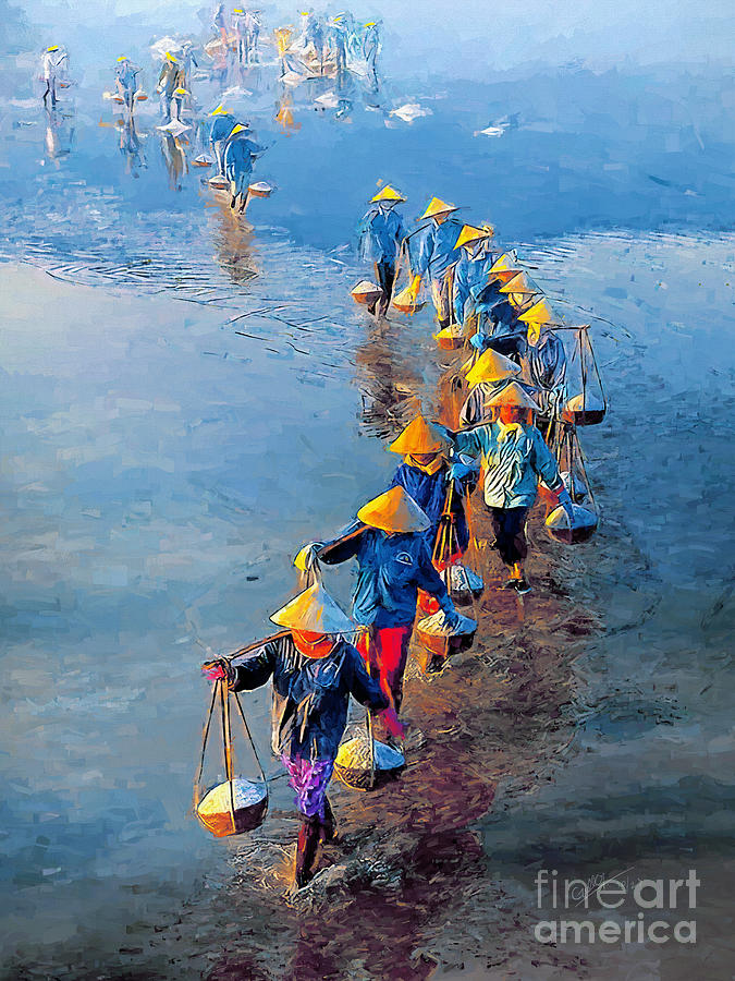 Portrait Painting - Rice Field and peoples  by Gull G