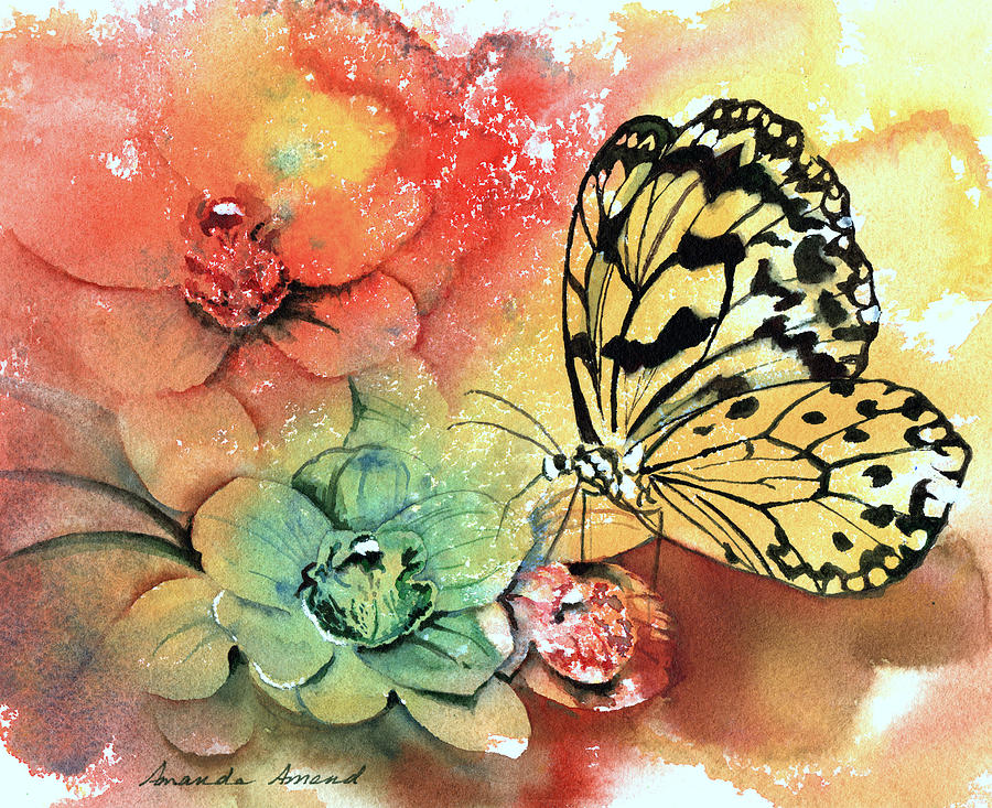 Rice Paper Butterfly Painting by Amanda Amend