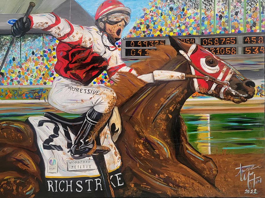 Rich Strike and Sonny Leon Painting by Emanuel Alvarez Valencia