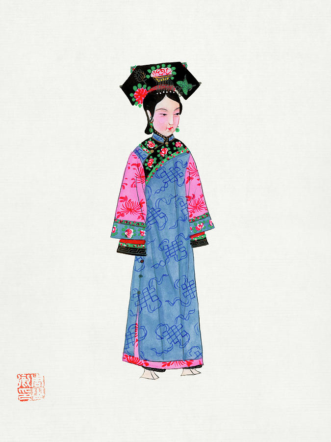 Vintage Painting - Rich woman in non official costume by Vintage Chinese Clothing