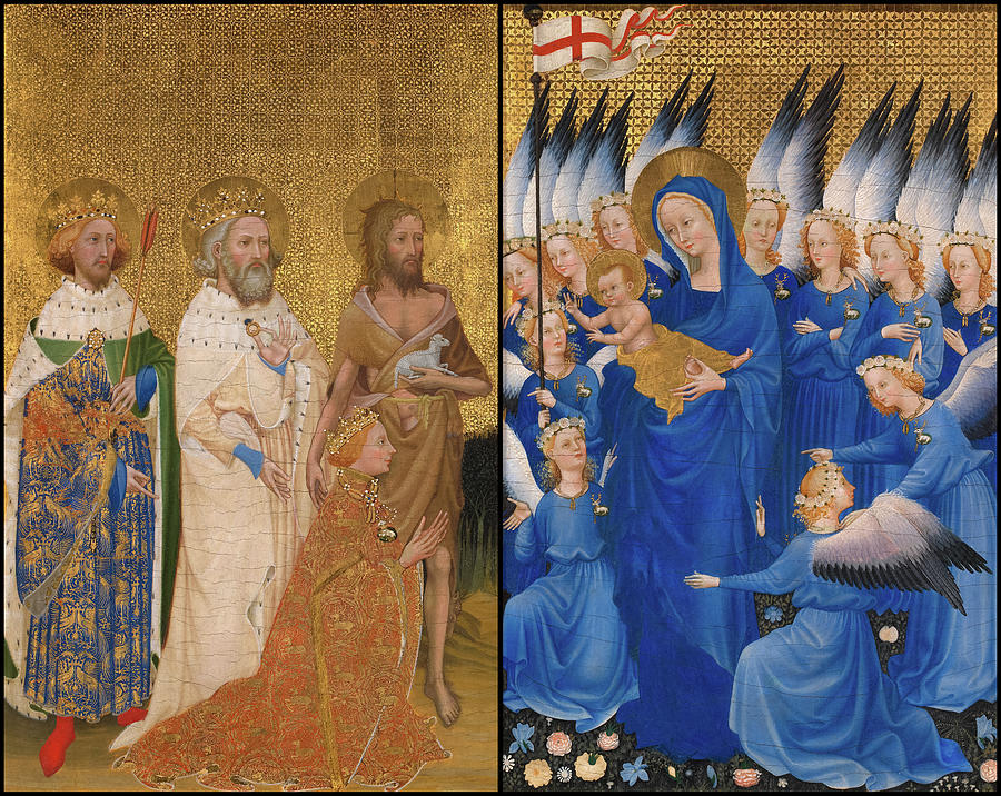 Paradise Painting - Richard II Presented to the Virgin and Child by his Patron Saint John the Baptist and Saints Edward  by Wilton Diptych