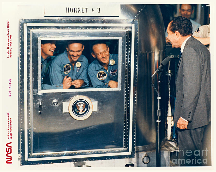 Richard M Nixon Welcomes the Apollo 11 Astronauts Aboard Recovery Hornet 1969 Photograph by Peter Ogden