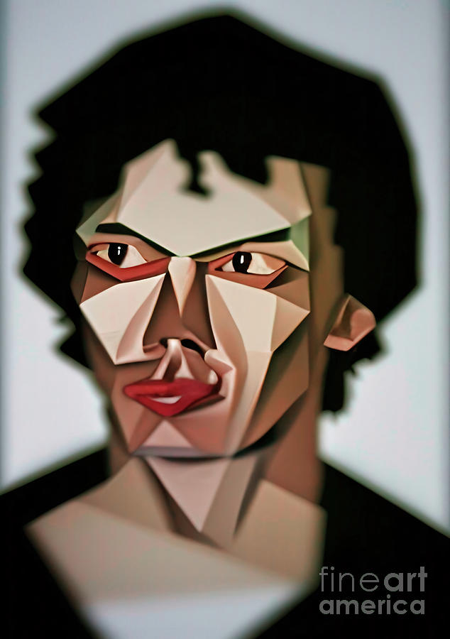 Criminal Richard Ramirez geometric portrait Digital Art by Christina Fairhead