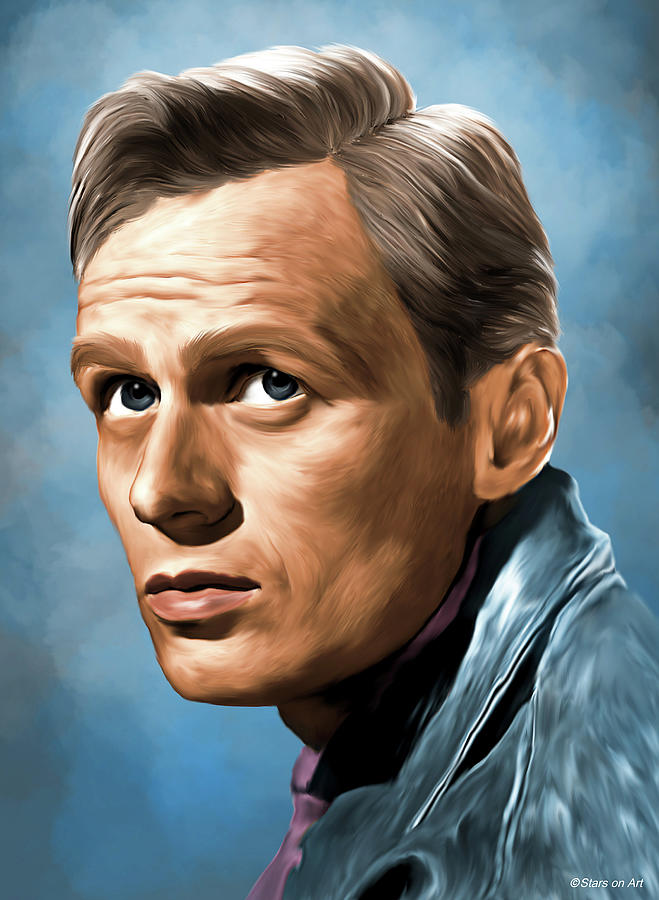 Richard Widmark painting Mixed Media by Movie World Posters