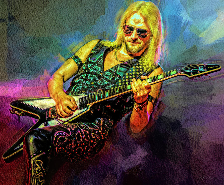Richie Faulkner Judas Priest Guitar Maestro Mixed Media by Mal Bray