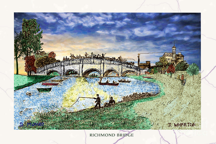 Richmond Bridge Marble Edge Painting by Donna L Munro