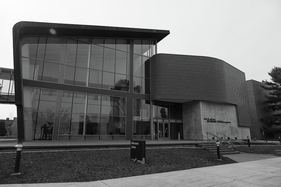 Richmond Center at Western Michigan University in black and white Photograph by Eldon McGraw