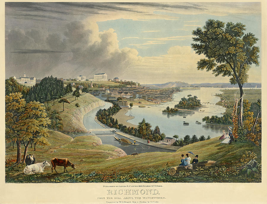 Richmond, From the Hill above the Waterworks Drawing by William James Bennett