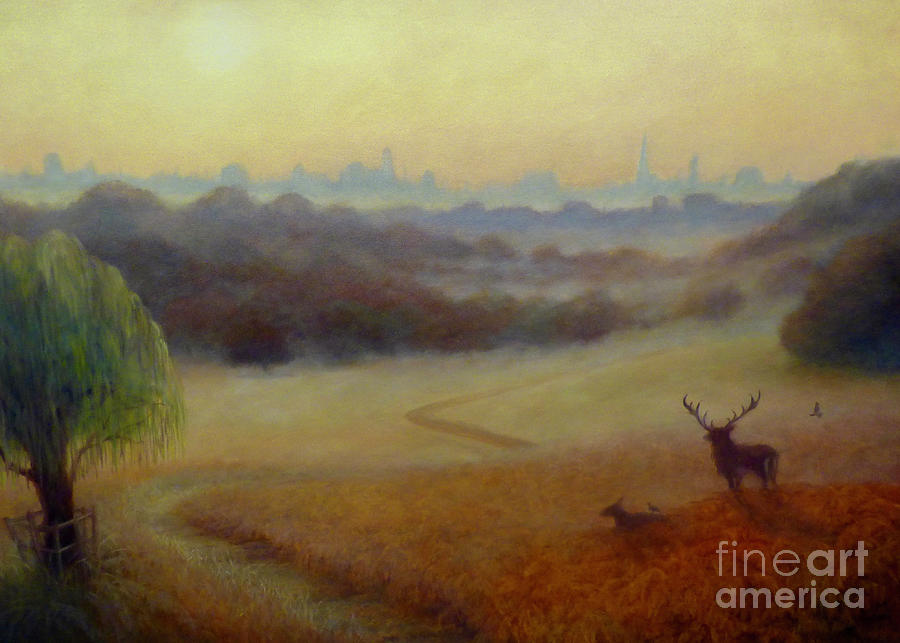 Richmond Park Autumn Morning Painting by Lee Campbell