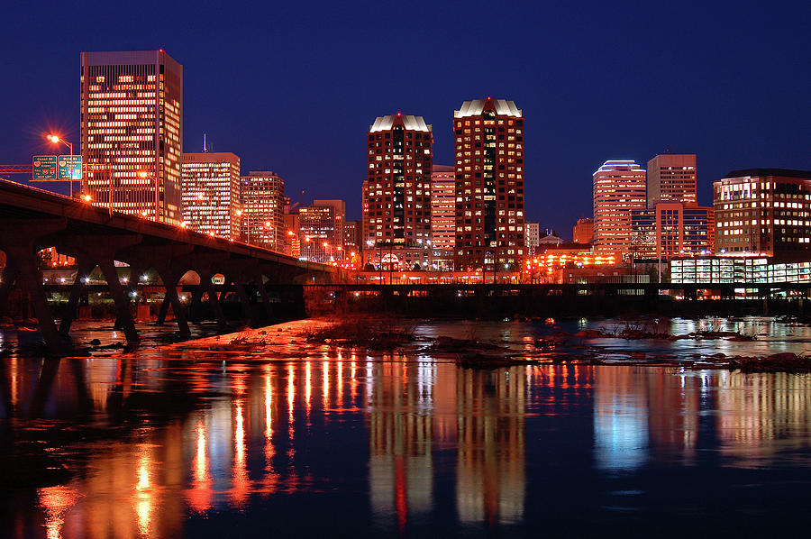 Richmond skyline at night Photograph by James Kirkikis