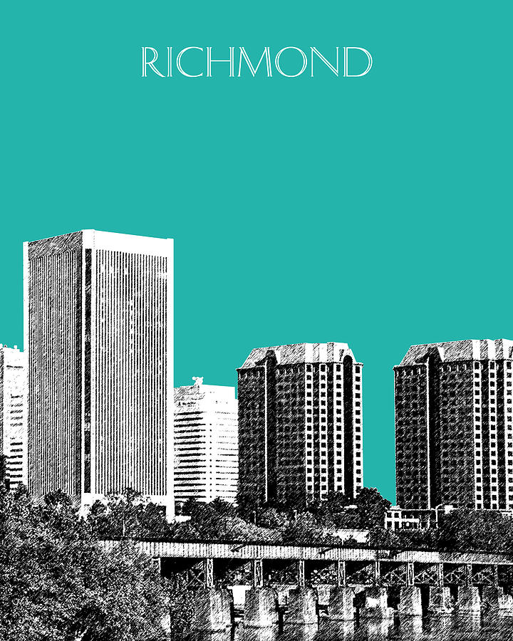 Richmond Skyline - Teal Digital Art by DB Artist