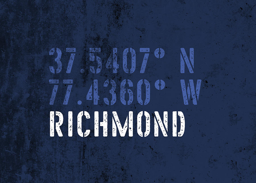 Richmond Mixed Media - Richmond Virginia City Coordinates Grunge Distressed Vintage Typography by Design Turnpike