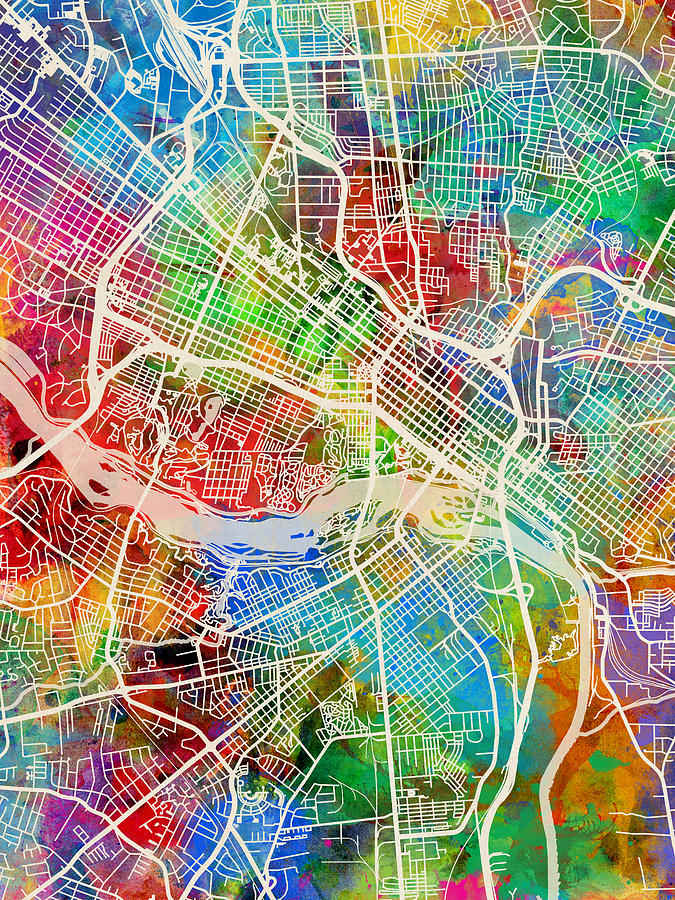 Richmond Virginia City Street Map #79 Digital Art by Michael Tompsett