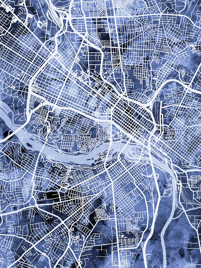 Richmond Virginia City Street Map #82 Digital Art by Michael Tompsett