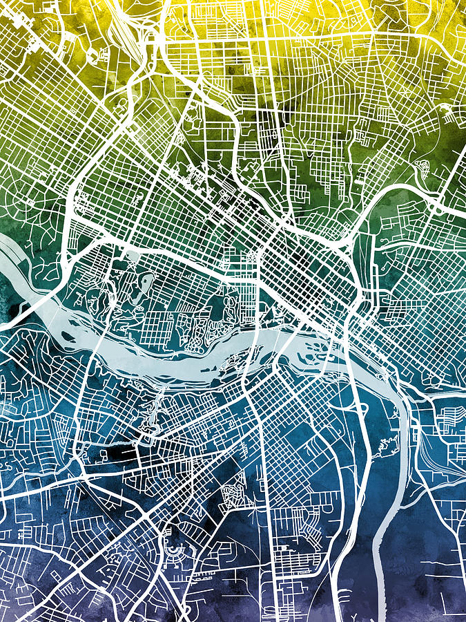 Richmond Virginia City Street Map #83 Digital Art by Michael Tompsett