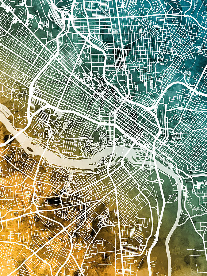 Richmond Virginia City Street Map #84 Digital Art by Michael Tompsett