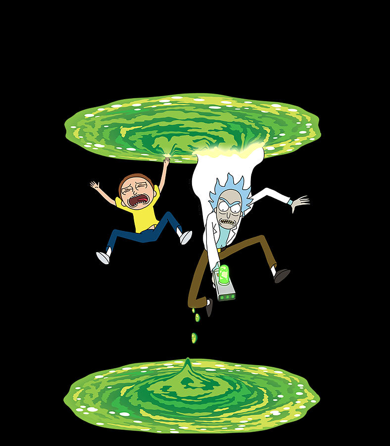 Rick and Morty Falling Portal to Portal Digital Art by Thanh Nguyen