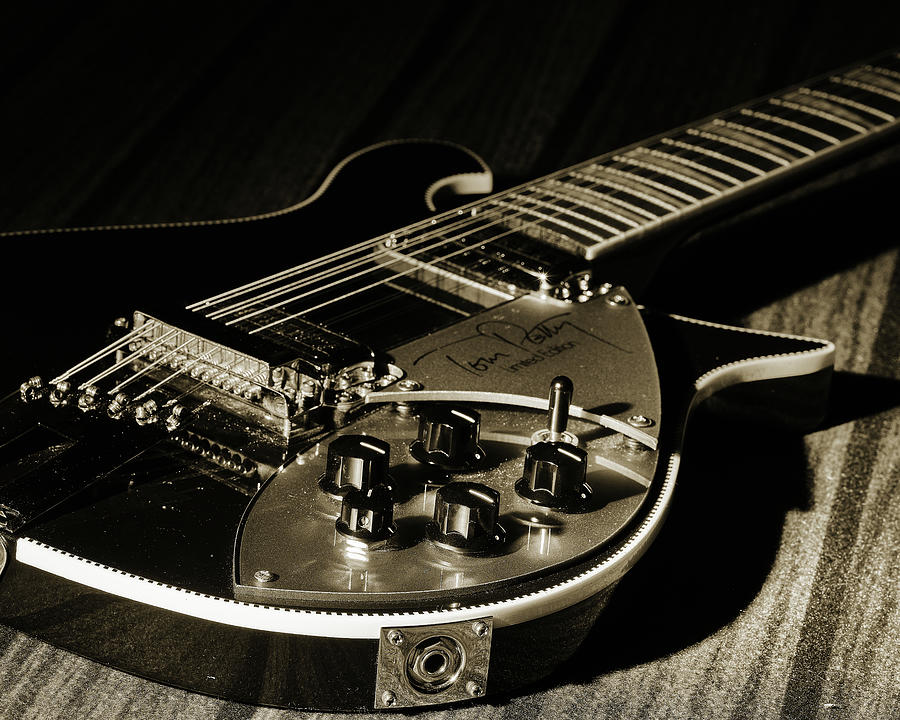 Rickenbacker Guitar in Black and White 742.2111A Photograph by M K Miller