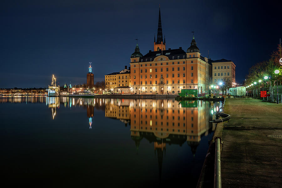 Stockholm Photograph - Riddarholmen blue hour reflection by Dejan Kostic Stockholm Photograph - Riddarholmen blue hour reflection by Dejan Kostic