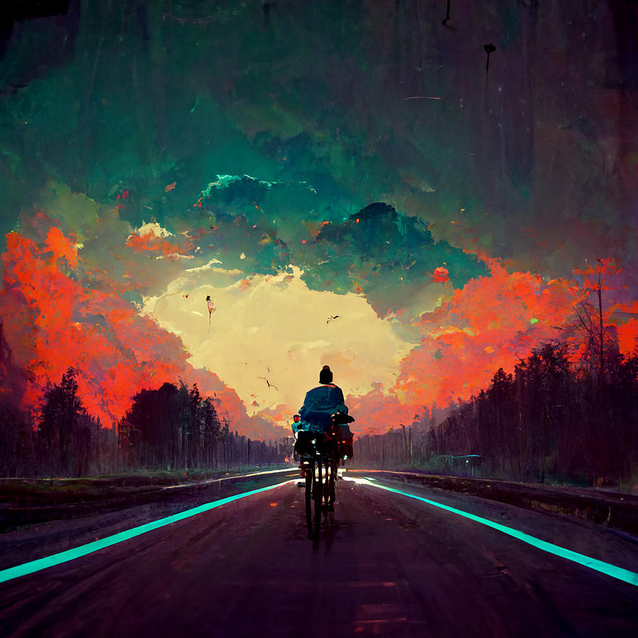 Ride on Digital Road Digital Art by Andrea Barbieri