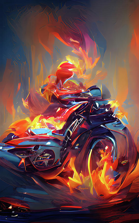 Ride Out of Hell Abstract Motorcycle  Digital Art by Floyd Snyder