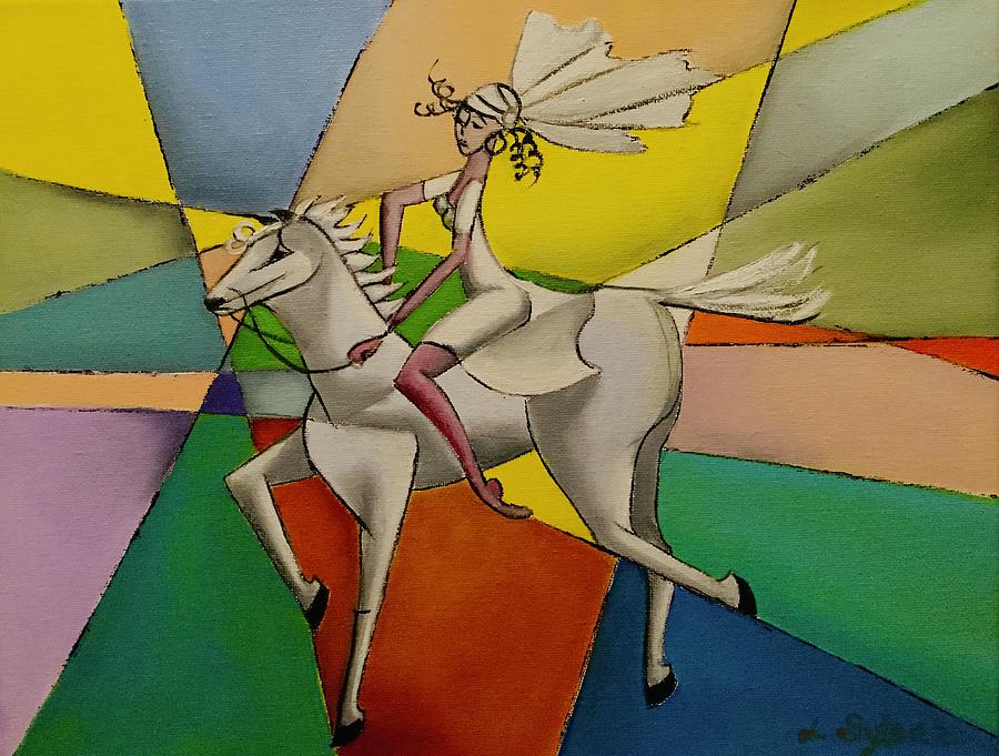 White Rider  Painting by Lana Sylber