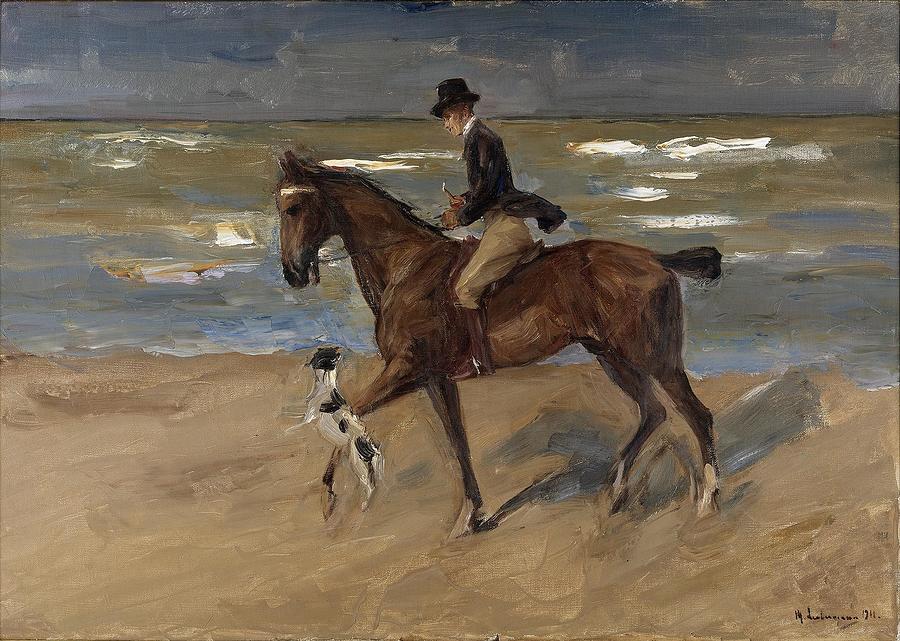 Max Liebermann Drawing - Rider on the Beach  by Max Liebermann German