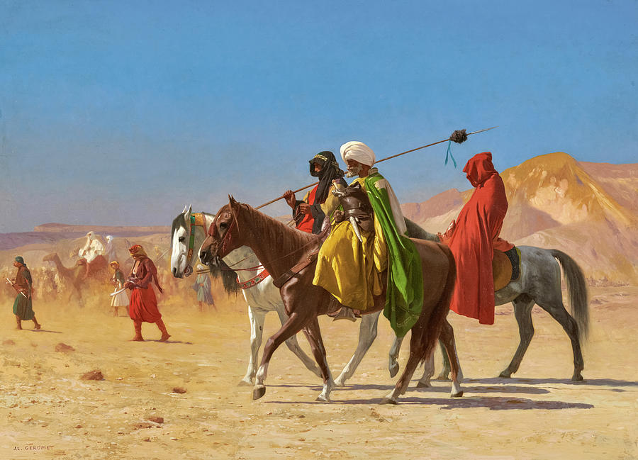 Camel Painting - Riders Crossing the Desert, 1870 by Jean-Leon Gerome