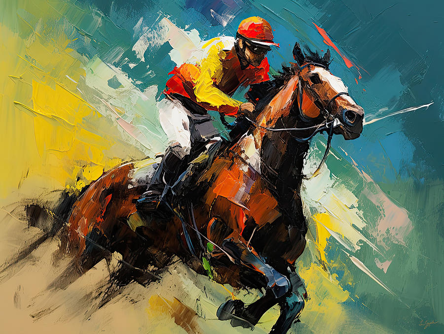 Riders Dream - Jockey Art - Horse Racing Art Painting by Lourry Legarde