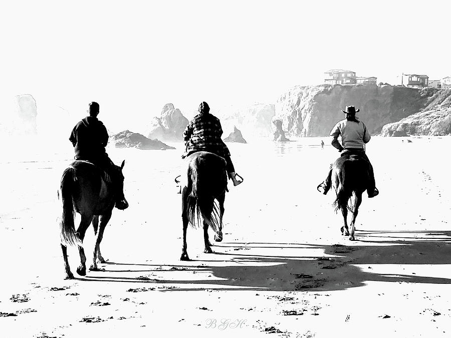 Horse Photograph - Riders in the Sand - Oregon Coast - Horses by Brooks Garten Hauschild