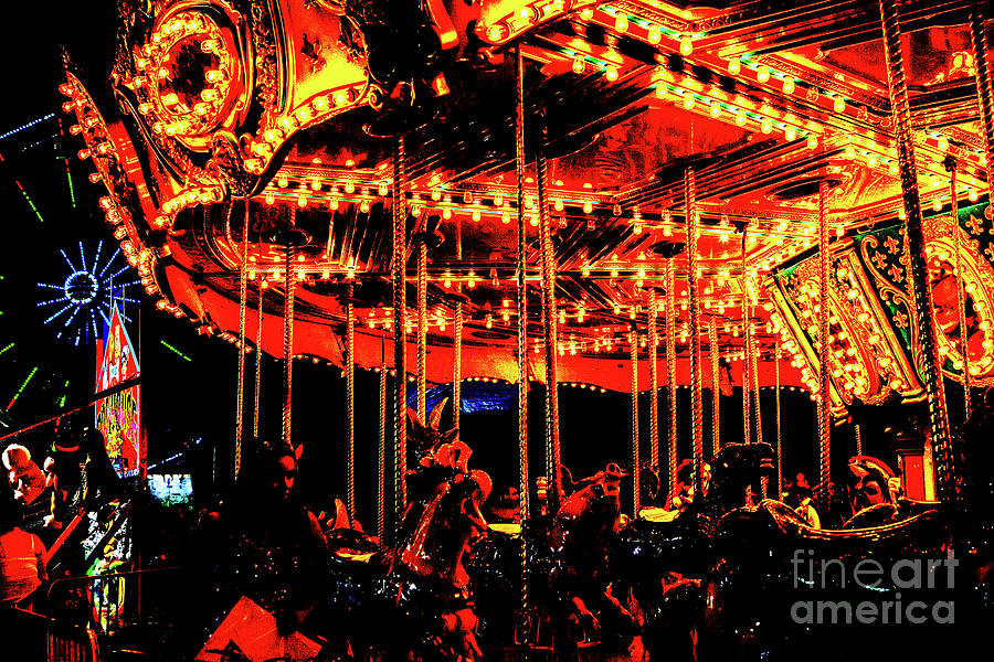 Rides And Neon Lights Photograph