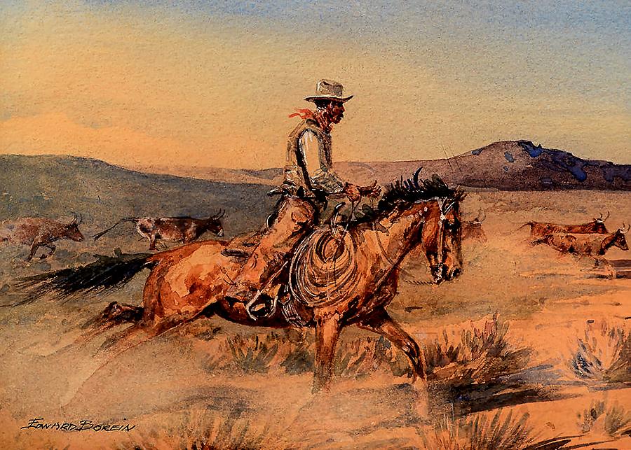 Riding Herd Western Art Digital Art by Patricia Keith