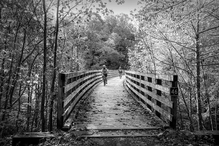 Riding the Creeper Trail in Autumn Damascus Virginia Black and W Photograph by Debra and Dave Vanderlaan