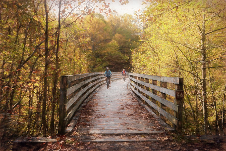 Riding the Creeper Trail in Autumn Damascus Virginia Painting Photograph by Debra and Dave Vanderlaan