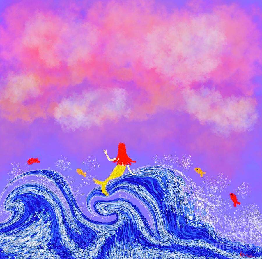 Riding the waves  Digital Art by Elaine Hayward