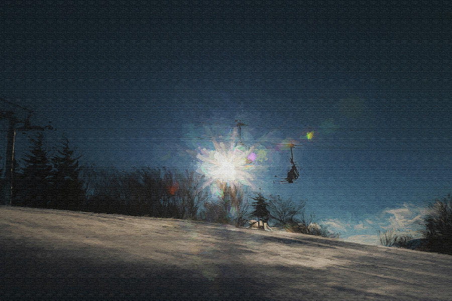 Riding to on the ski lift to the top artistic Photograph by Dan Friend