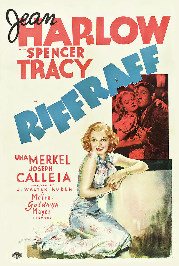 Riffraff, with Jean Harlow and Spencer Tracy, 1936 Mixed Media by Movie World Posters