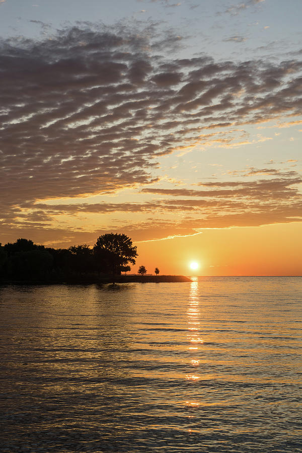 Right On Point - Peninsular Sunrise Over Lake Ontario In Toronto - Vertical View Photograph