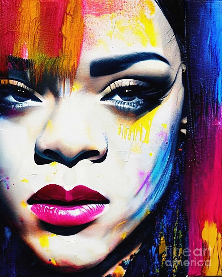 Rihanna Abstract Art Mixed Media by Lisa Von - Fine Art America