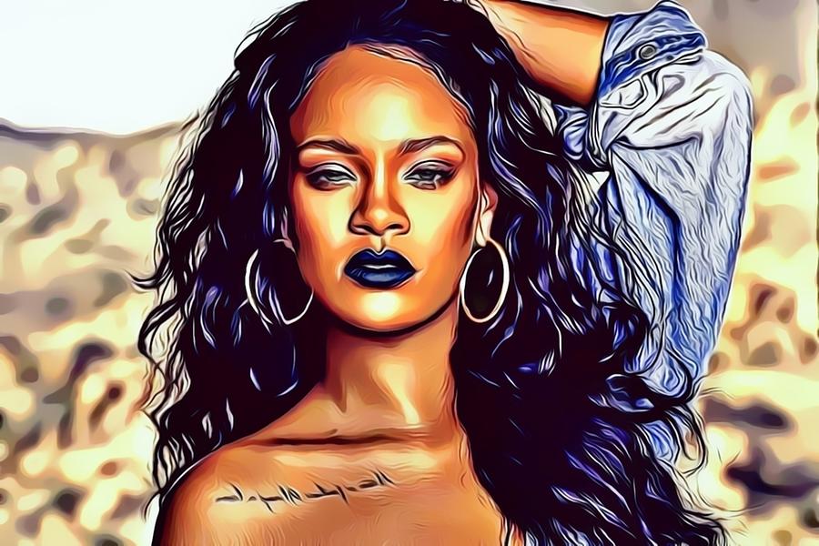 Rihanna Digital Art by Andra Design | Pixels