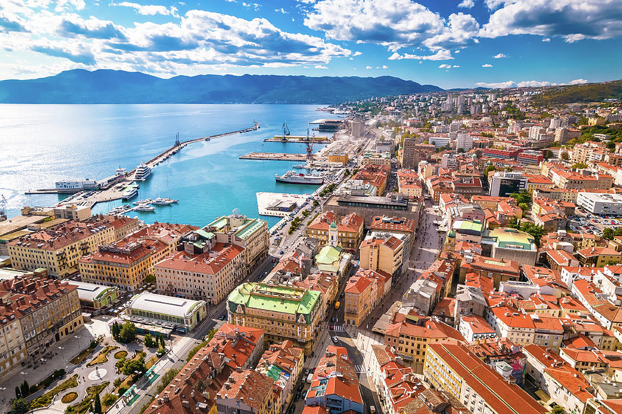 Rijeka city center and waterfront aerial view Photograph by Brch Photography